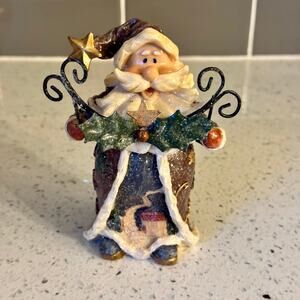 Vintage Glitter Santa Claus Christmas Figurine Decoration Holiday Home Decor